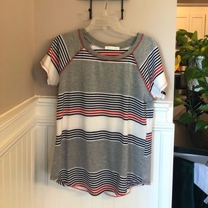 Red white and blue striped shirt
